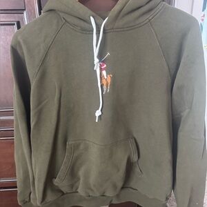 Ralph Lauren sweatshirt Olive green color with Hoodie kids Large 🐎🏇